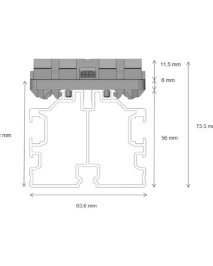 PACS ALU RAIL 56 118mm