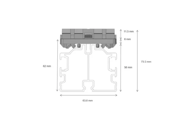 PACS ALU RAIL 56 118mm - Image 2